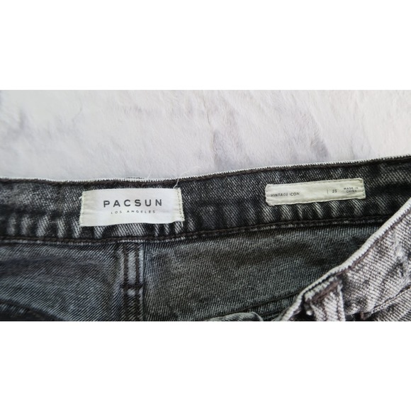 Pacsun Women's Acid‎ Wash Black Vintage Icon Raw Hem Denim Jeans. Size 25 - Picture 10 of 10